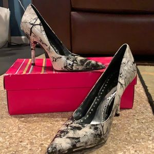 Black and white heels